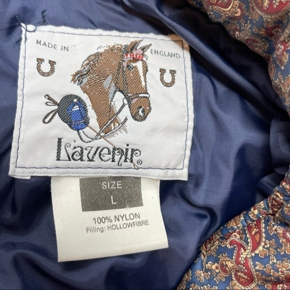 Vintage LAVENIR Full Zip Blue Paisley Puffy Insulated Nylon Jacket - Picture 6 of 8